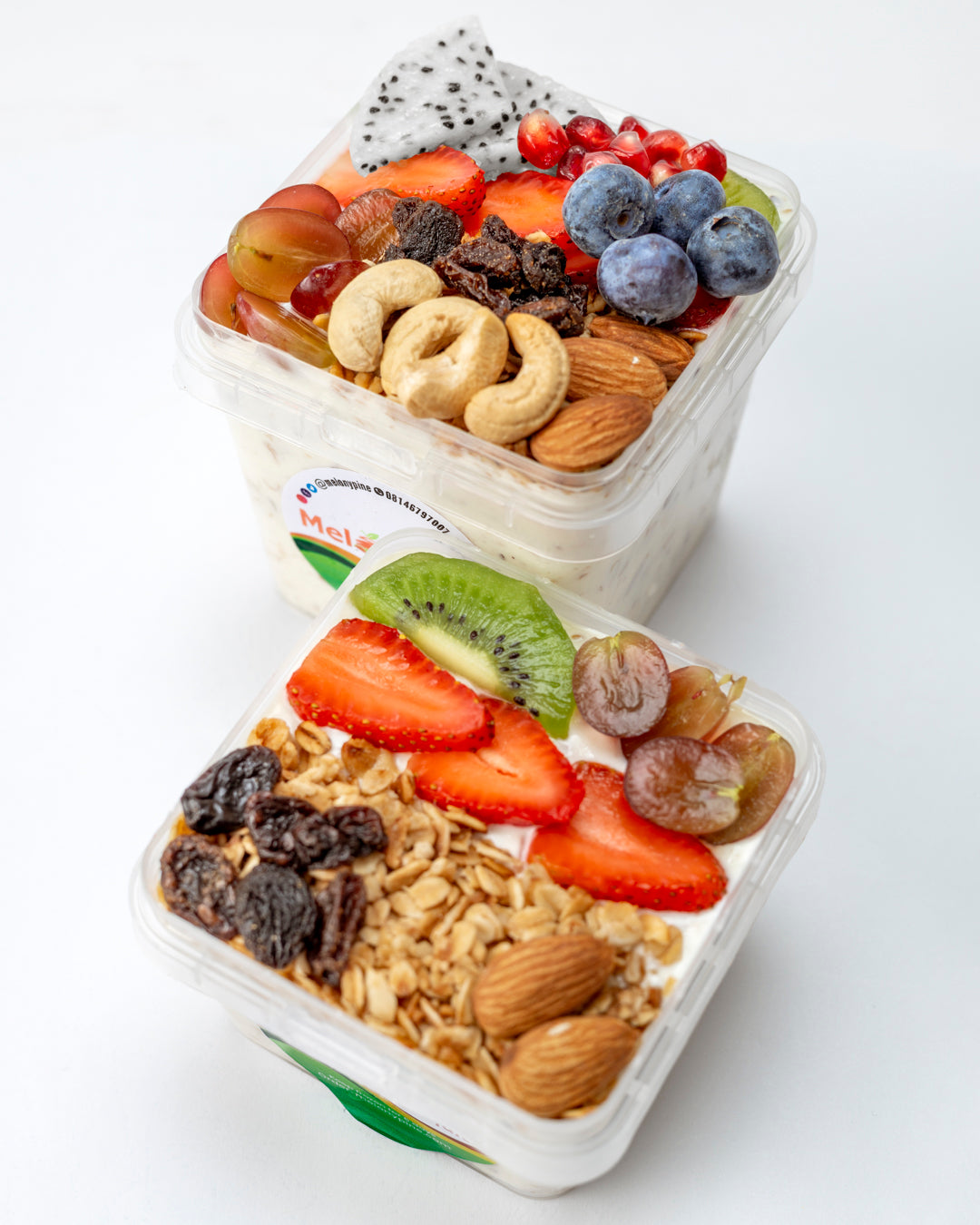 1 bowl of 330ml Exotic Berry Parfait and 1 bowl of 500ml Tropical Deluxe Parfait