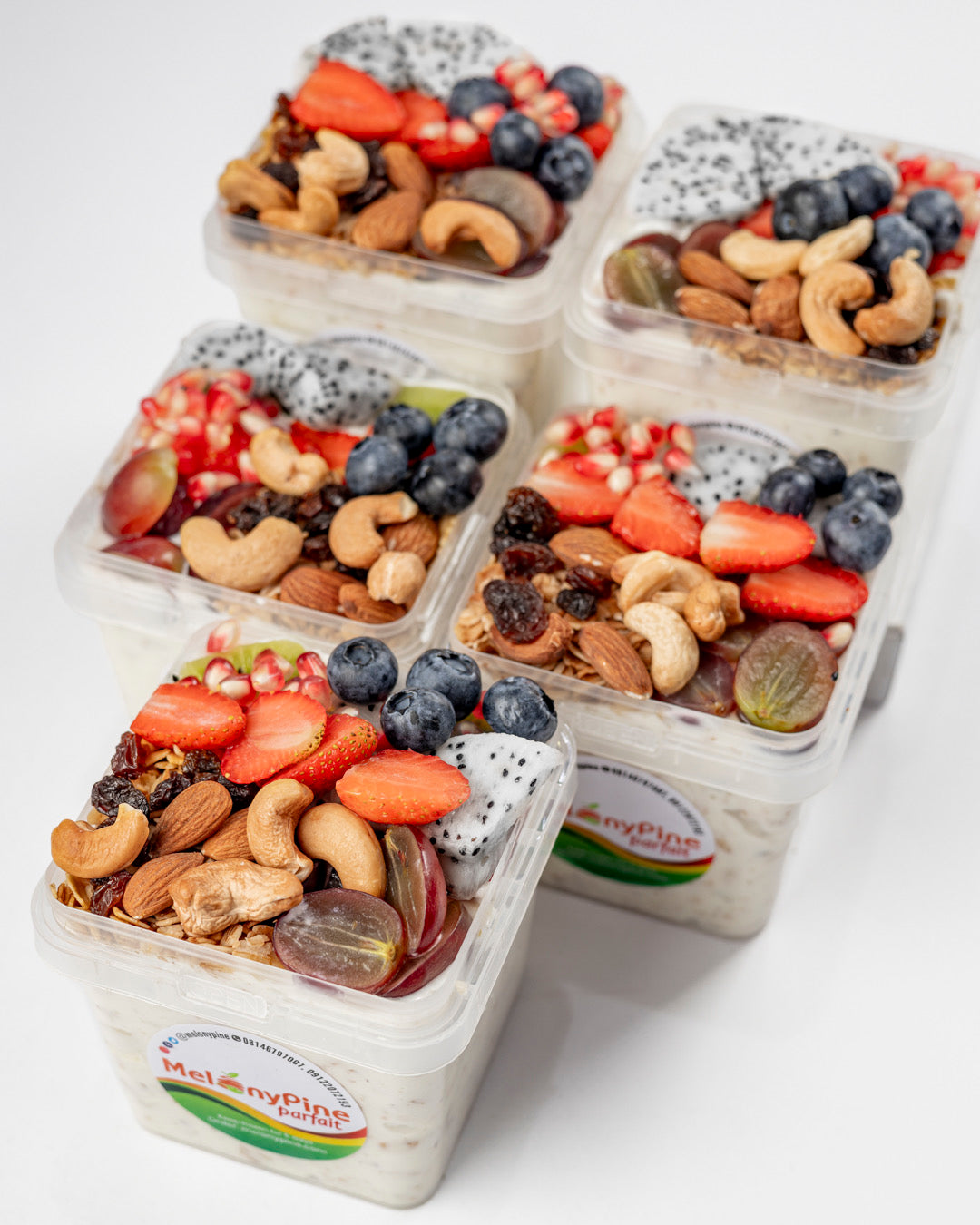 5 Bowls Of 500ml Tropical Deluxe Parfait