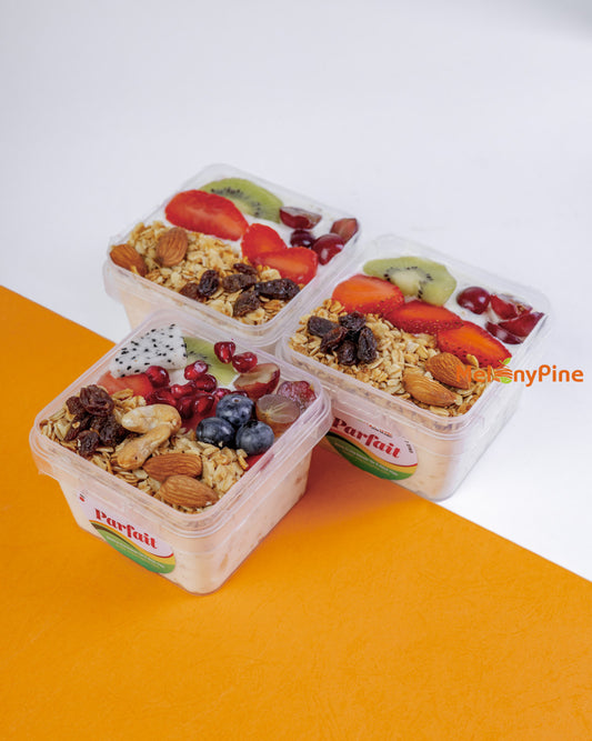 2 Bowls Of 330ml Exotic Berry Parfait And 1 Bowl Of 330ml Tropical Deluxe Parfait